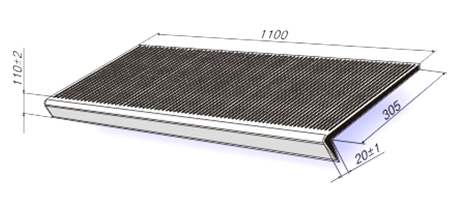 Резиновая накладка на ступень  1100 х 305 х 110 мм